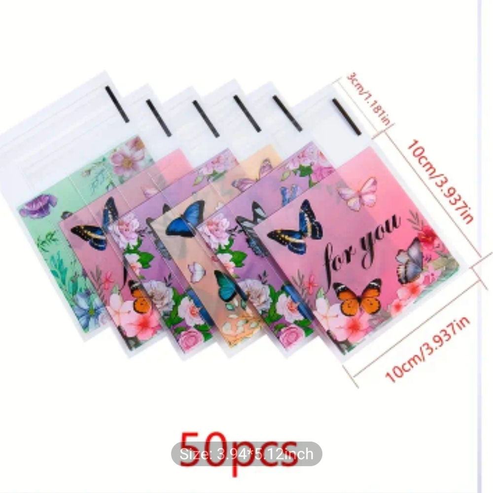50 Pack Floral Butterfly Resealable Bags New - Picture 2 of 5